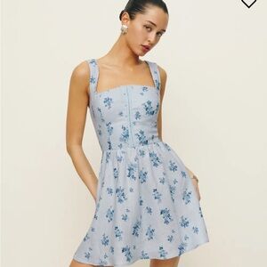 Reformation Blue Floral Sheri Mini Dress